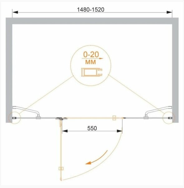 Душевая дверь (150х195) CEZARES BERGAMO BERGAMO-W-B-13-30+60/60-C-Cr-L